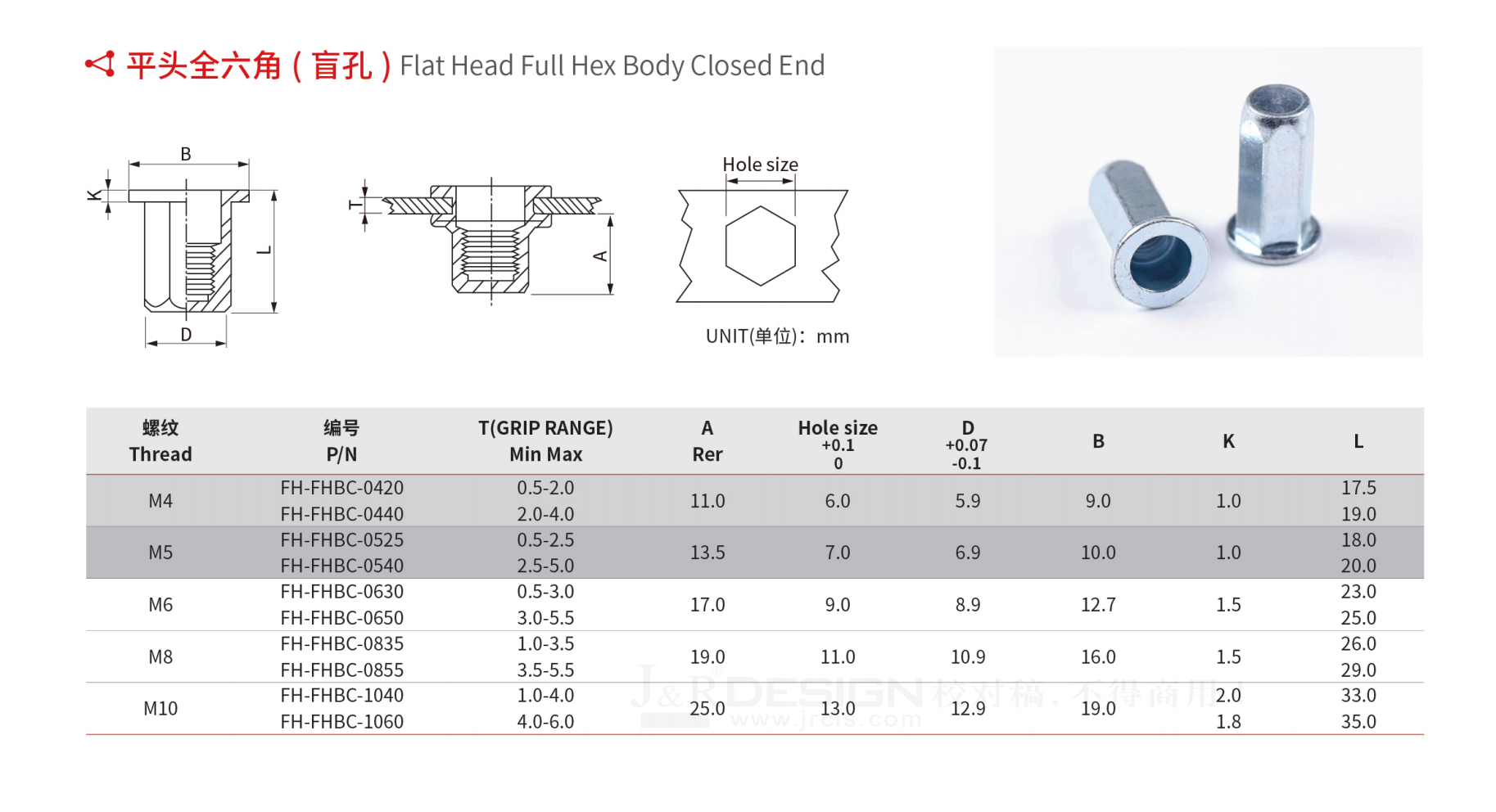 5 平头全六角盲