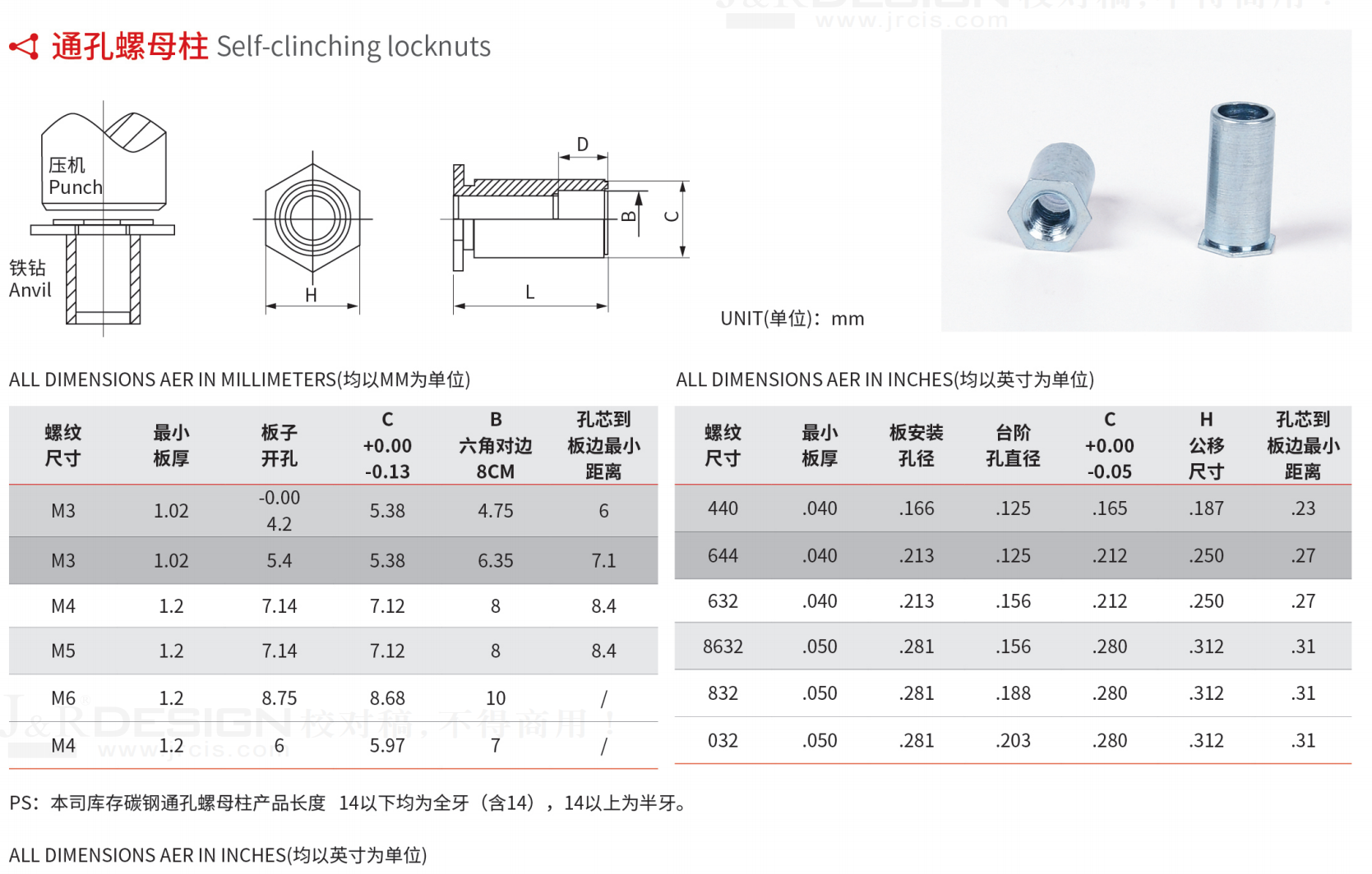 27 通孔螺母柱参数